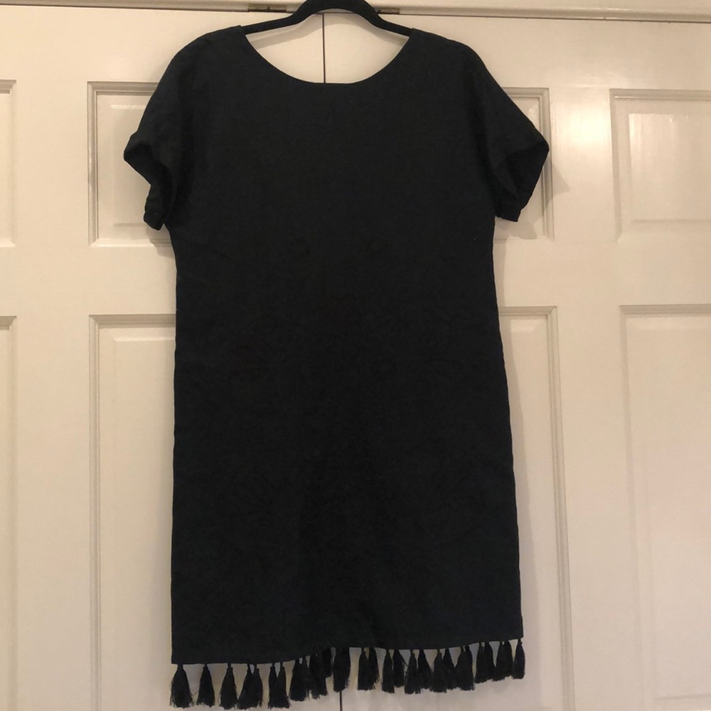 Madewell Black Tassel dress with embroidery size s